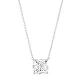 TAI JEWELRY Necklace Sterling Silver Simple Chain Necklace With Cushion Cut CZ