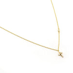 TAI JEWELRY | Simple Chain Necklace With Mini Gold Pearl Cross | Necklace |