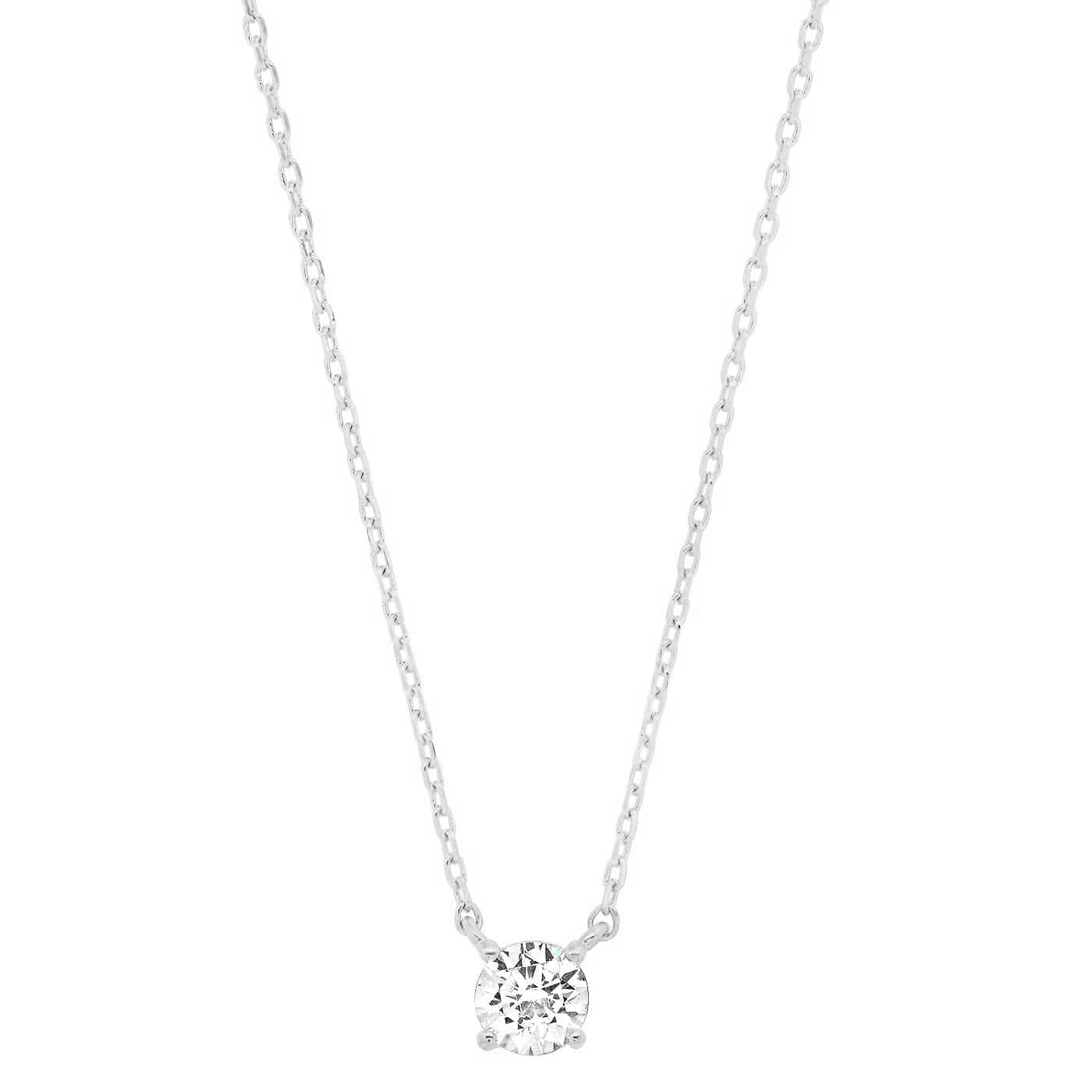 TAI JEWELRY Necklace Sterling Silver Simple Chain With Small Round Cut CZ