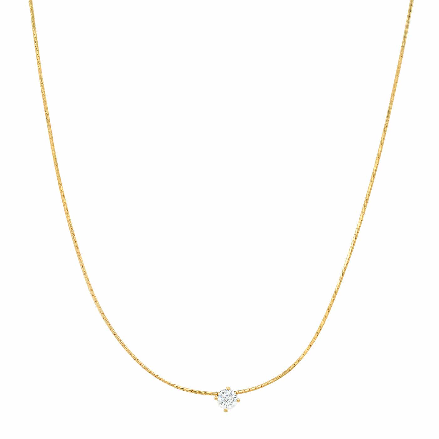 TAI JEWELRY | Snake Chain With Simple Cz Center Stone | Necklace |