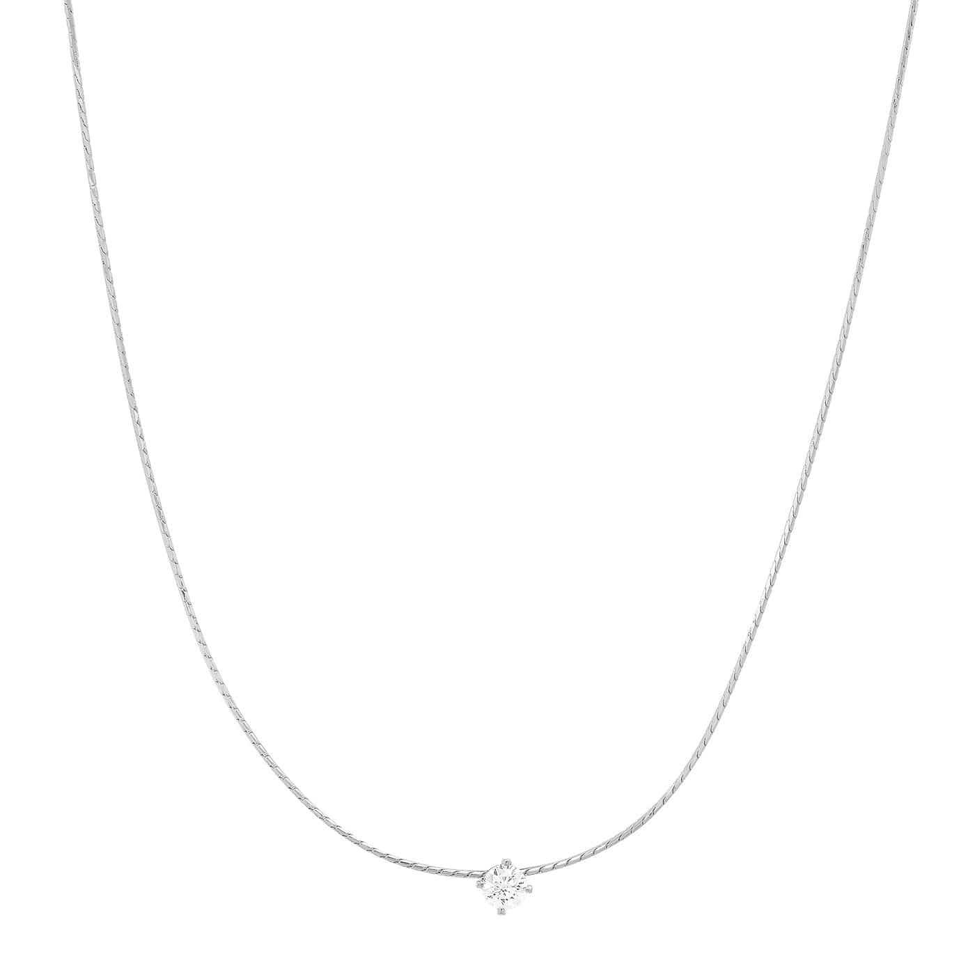 TAI JEWELRY | Snake Chain With Simple Cz Center Stone | Necklace |
