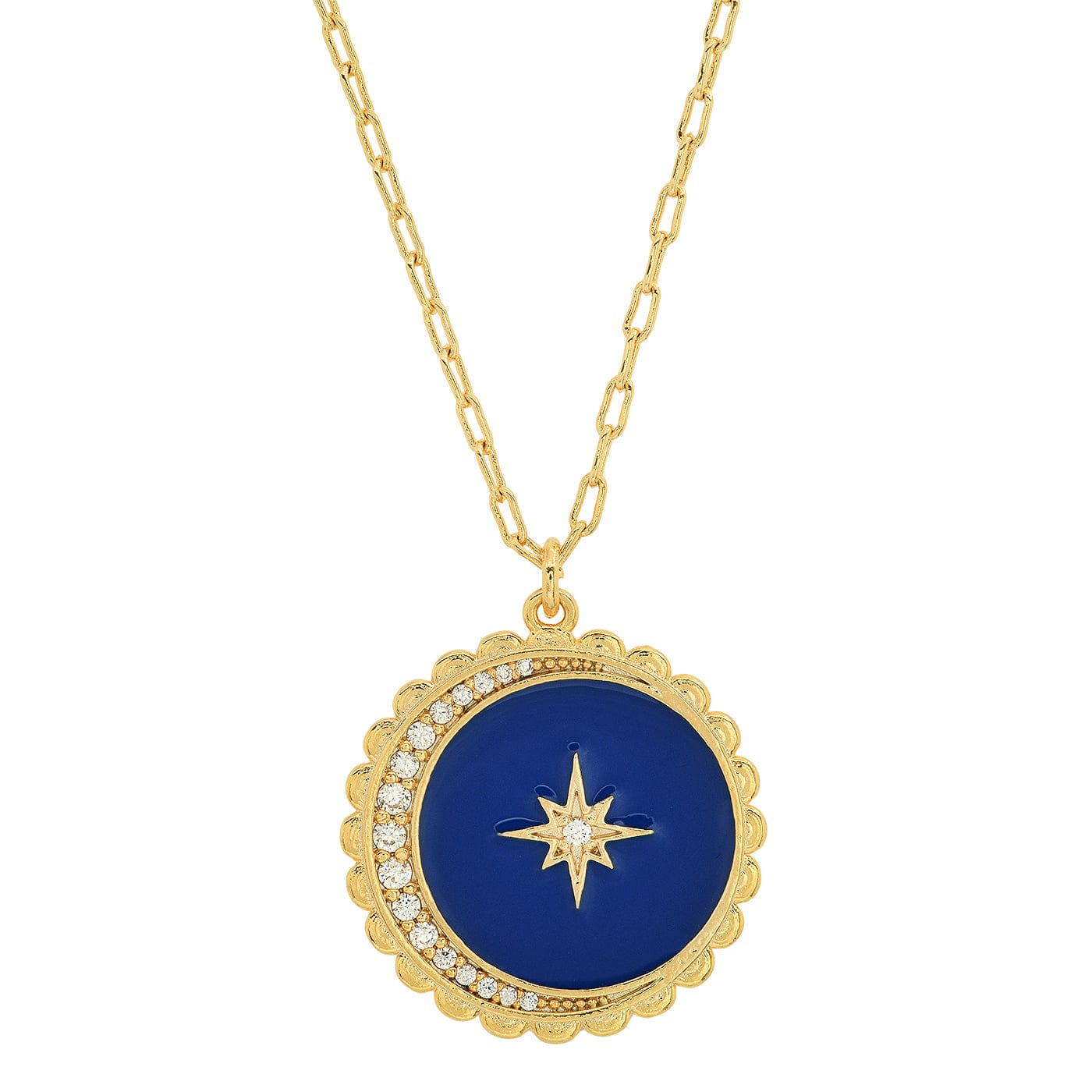 TAI JEWELRY Necklace Star And Moon Starburst Coin Pendant