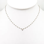 TAI JEWELRY Necklace Sterling Silver Enamel Beaded Necklace With Cz (Black)