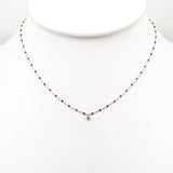 TAI JEWELRY Necklace Sterling Silver Enamel Beaded Necklace With Cz (Black)