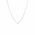 TAI JEWELRY Necklace Sterling Silver Enamel Beaded Necklace With Cz (Black)