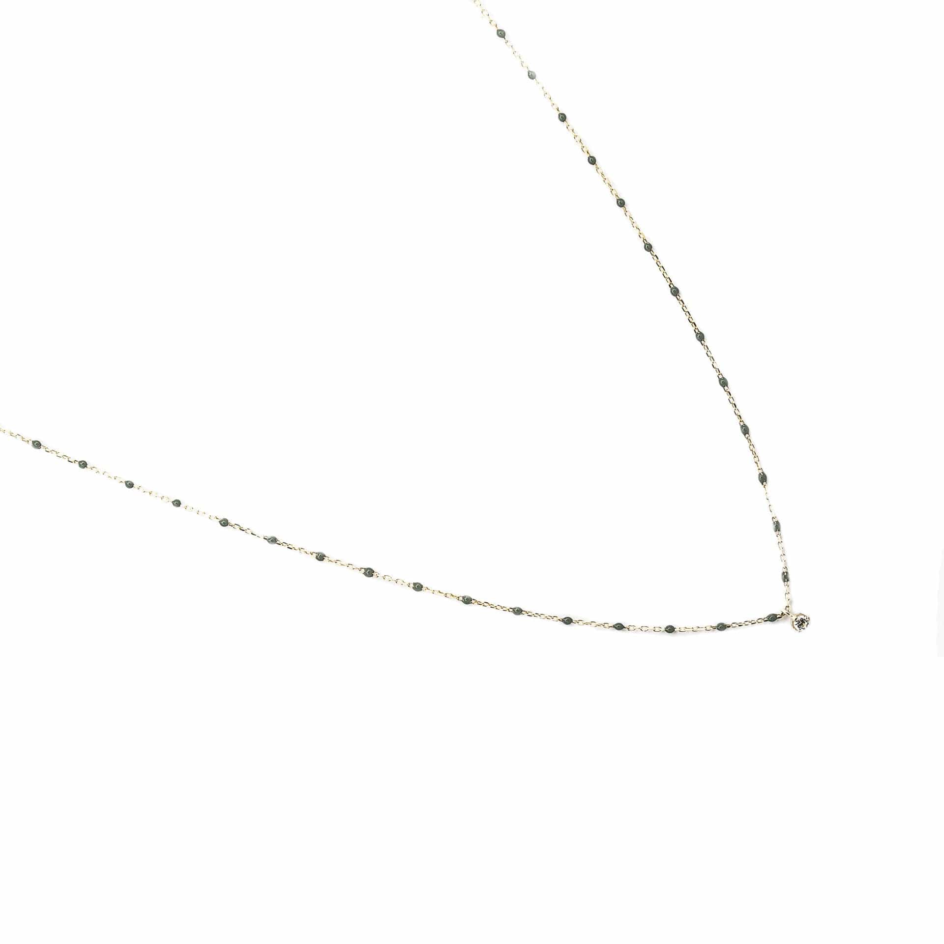 TAI JEWELRY | Sterling Silver Enamel Beaded Necklace With CZ (Gray) | Necklace |