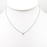 TAI JEWELRY Necklace Sterling Silver Enamel Beaded Necklace With Cz (Turquoise)
