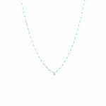 TAI JEWELRY Necklace Sterling Silver Enamel Beaded Necklace With Cz (Turquoise)