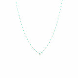 TAI JEWELRY Necklace Sterling Silver Enamel Beaded Necklace With Cz (Turquoise)