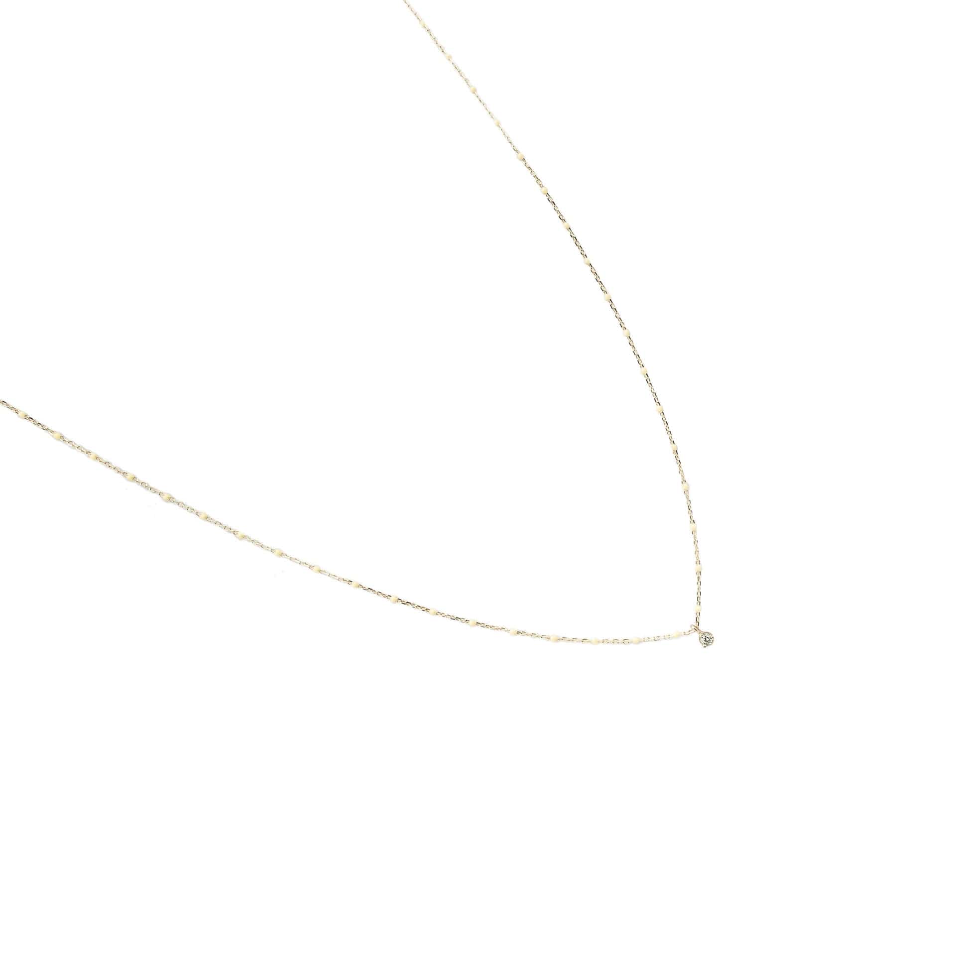 TAI JEWELRY Necklace Sterling Silver Enamel Beaded Necklace With Cz (White)