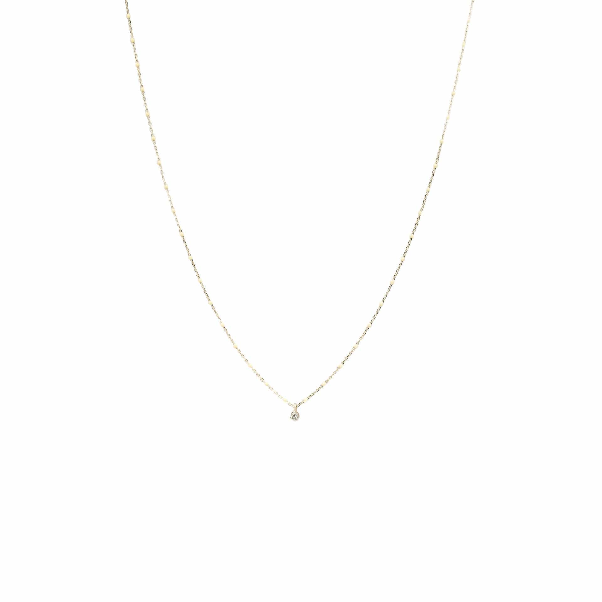TAI JEWELRY Necklace Sterling Silver Enamel Beaded Necklace With Cz (White)