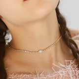 TAI JEWELRY | Tennis Necklace With Center Stone | Necklace |