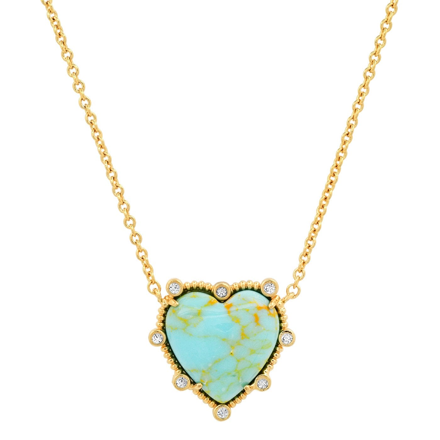 TAI JEWELRY Necklace Turquoise Bezel Set Heart Pendant Necklace