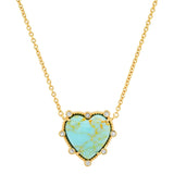 TAI JEWELRY Necklace Turquoise Bezel Set Heart Pendant Necklace