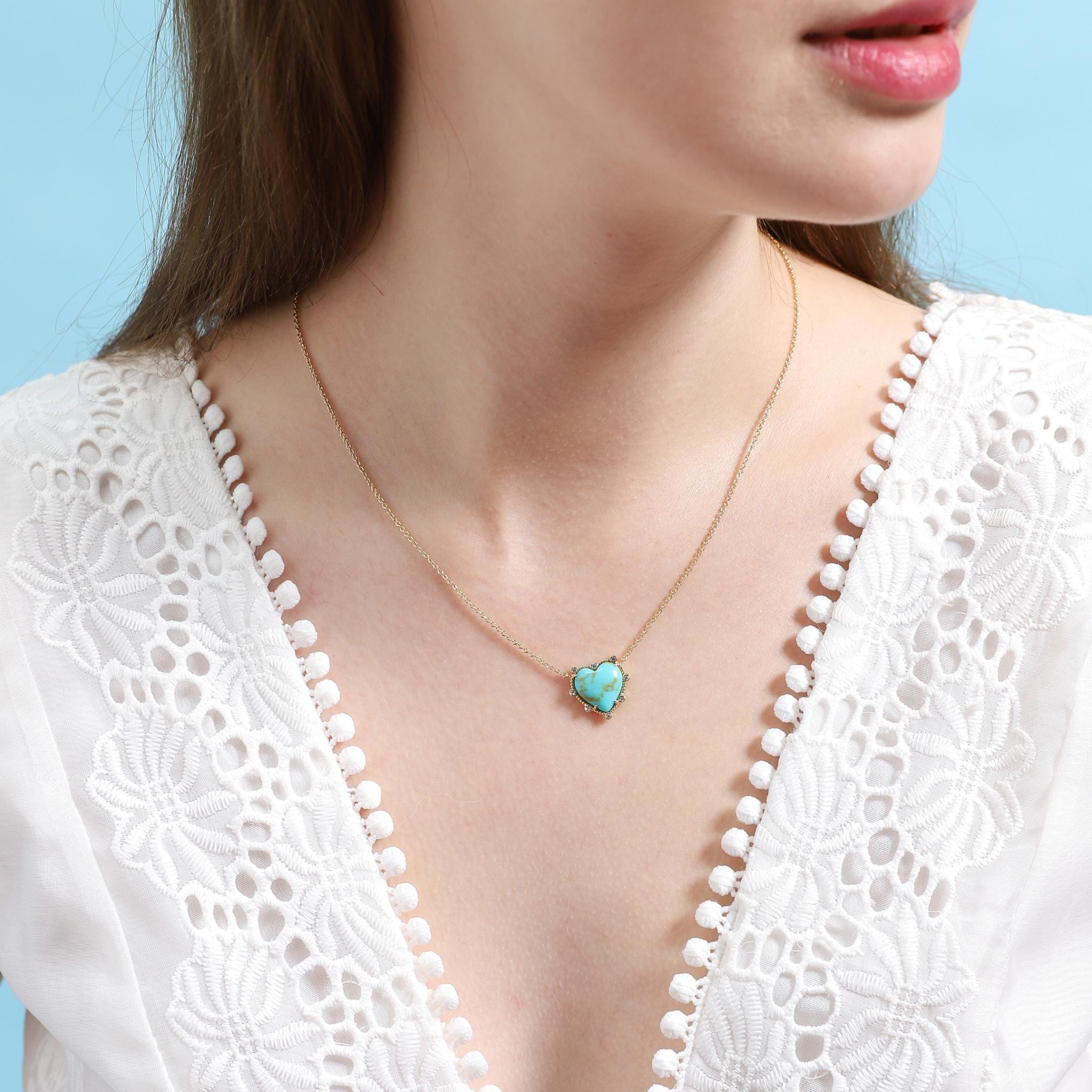 TAI JEWELRY | Turquoise Bezel Set Heart Pendant Necklace | Necklace |