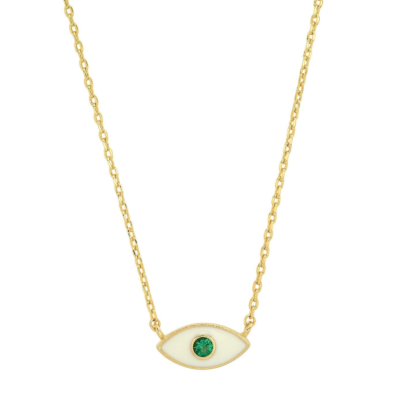 TAI JEWELRY Necklace White Enamel Tear Eye Pendant Necklace