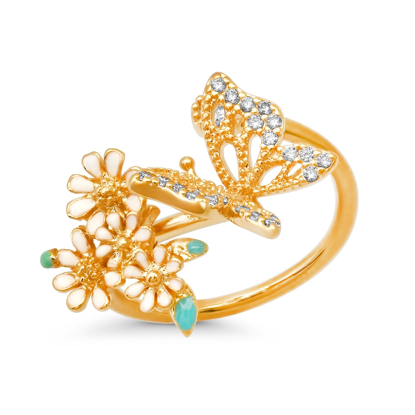 TAI JEWELRY Rings Butterfly and Flowers Cluster Ring