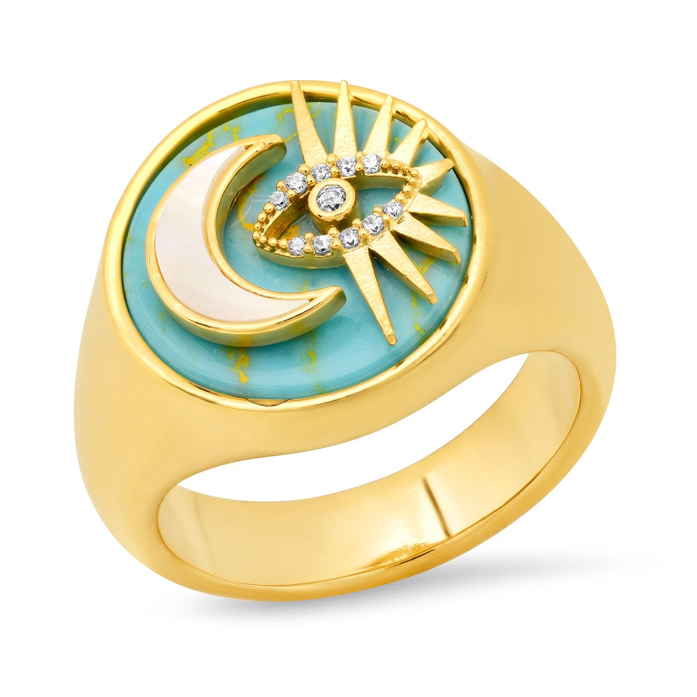 TAI JEWELRY Rings 6 Celestial Symbols Turquoise Signet