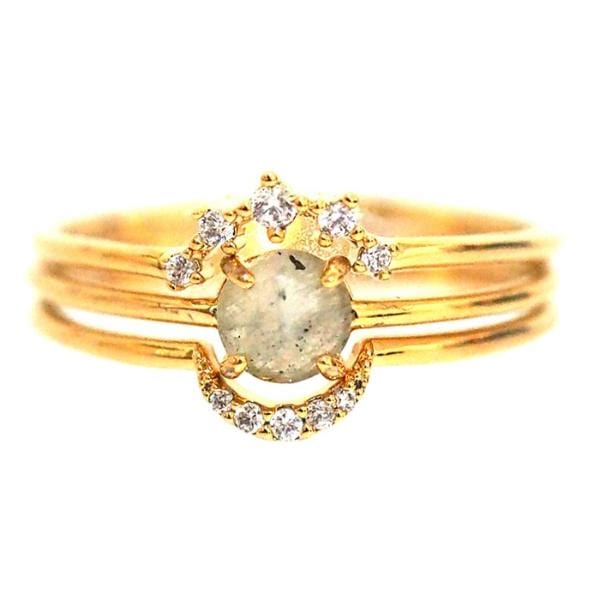TAI JEWELRY | Opal CZ Arc Ring Set | 3-Piece Stacking Set | Rings |