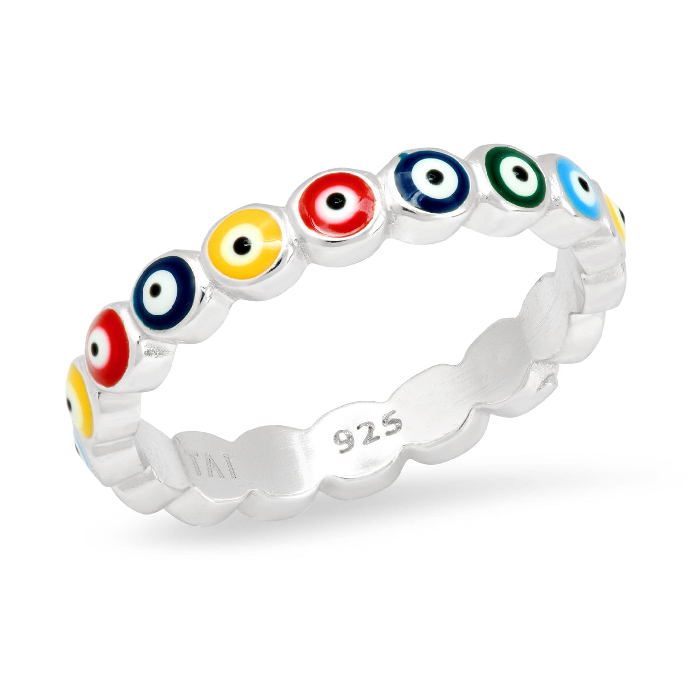 TAI JEWELRY Rings 6 / S/ Multi Enamel Evil Eye Ring