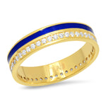 TAI JEWELRY Rings 6 / Navy Enamel Ring Band With Cz Accents