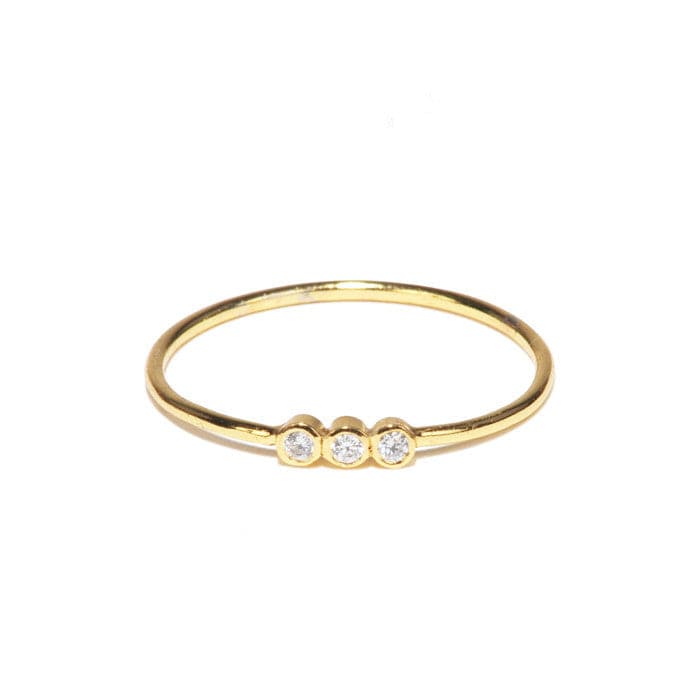 TAI JEWELRY | Triple CZ Dainty Ring - Gold | Rings |