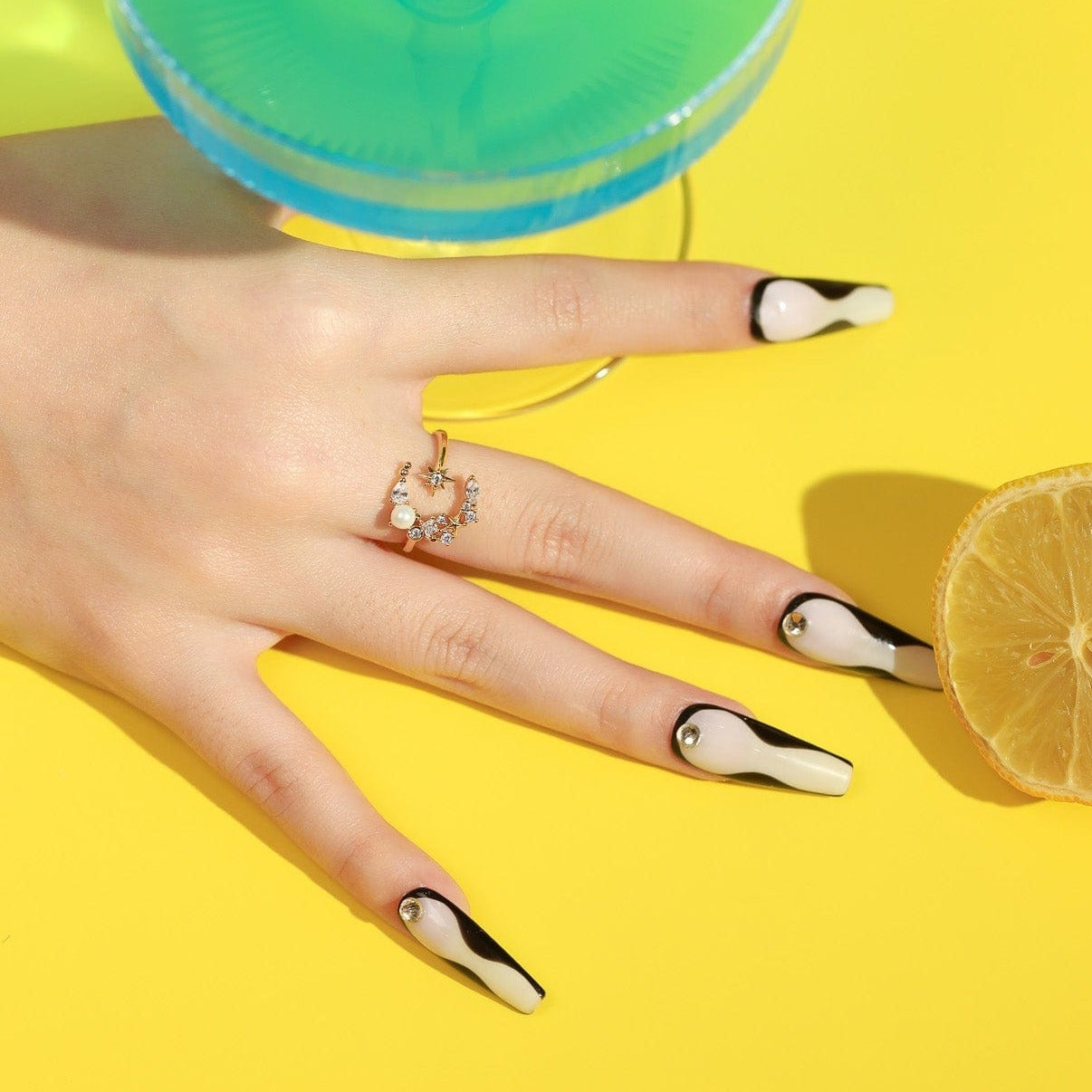 TAI JEWELRY Rings Moon and Star Pearl Ring