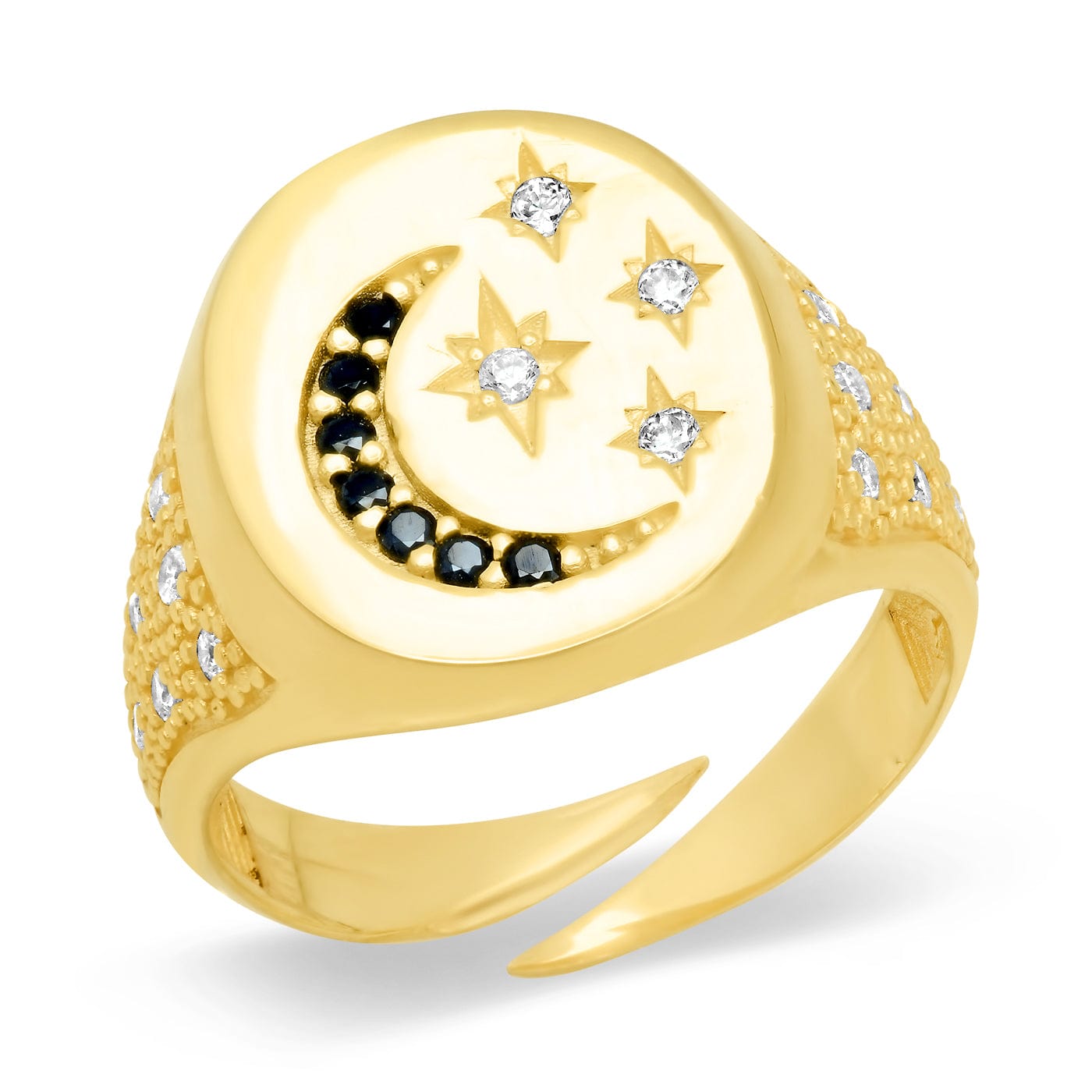 TAI JEWELRY Rings Moon And Star Signet Ring