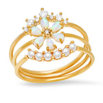 TAI JEWELRY | Opal Pearl Flower Stack | Set Of Three | Rings |