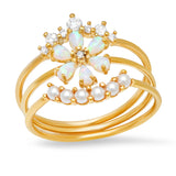 TAI JEWELRY | Opal Pearl Flower Stack | Set Of Three | Rings |