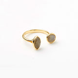 TAI JEWELRY Rings Gold/Labradorite Open Ring With Circle And Teardrop