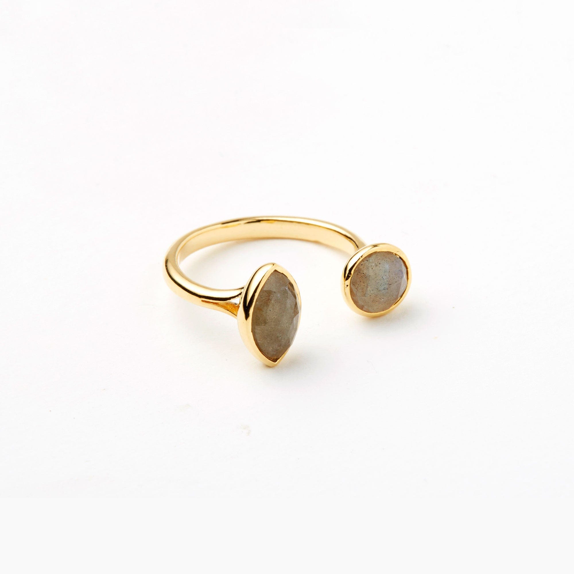 TAI JEWELRY Rings Gold/Labradorite Open Ring With Circle And Teardrop
