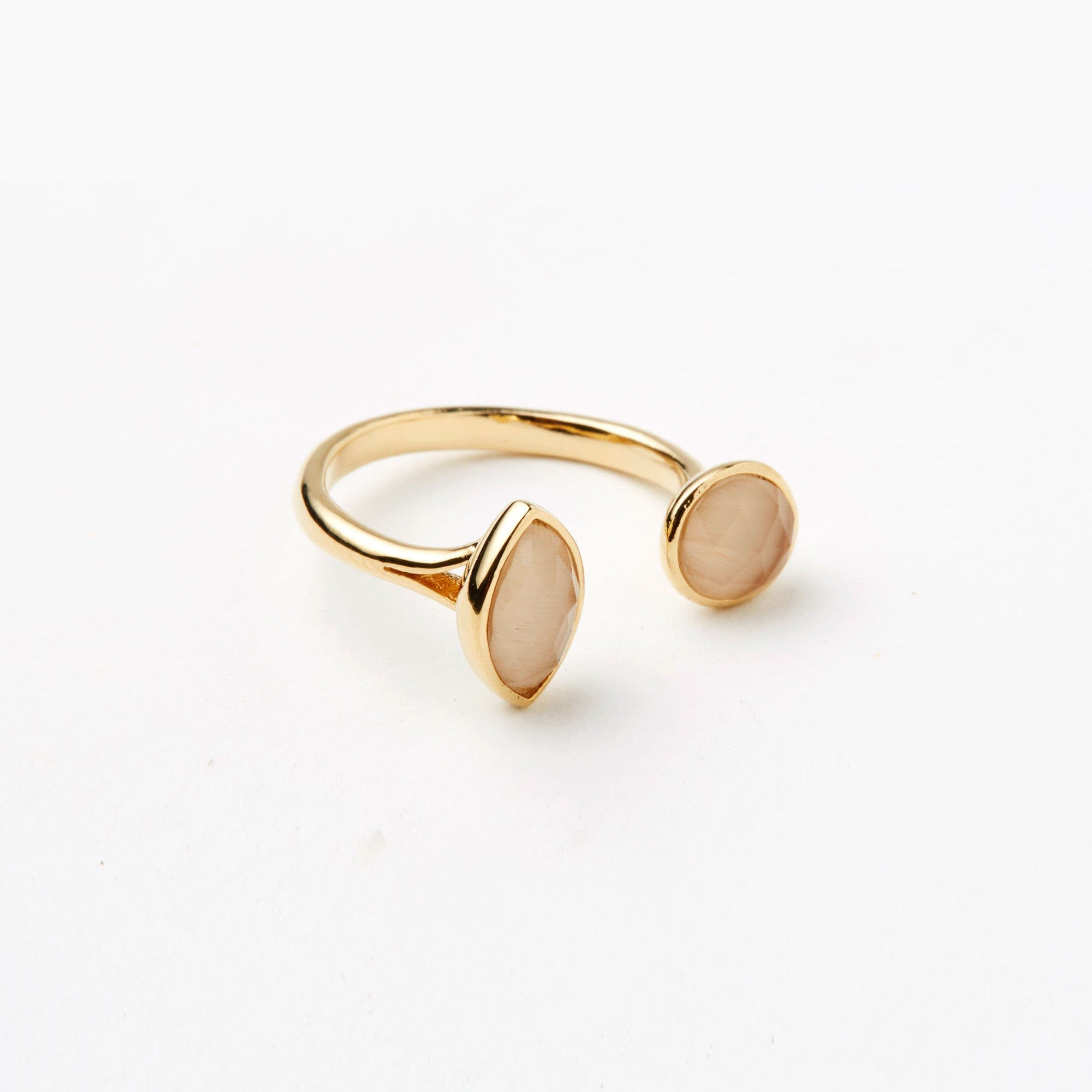 TAI JEWELRY Rings Gold/Peach Open Ring With Circle And Teardrop