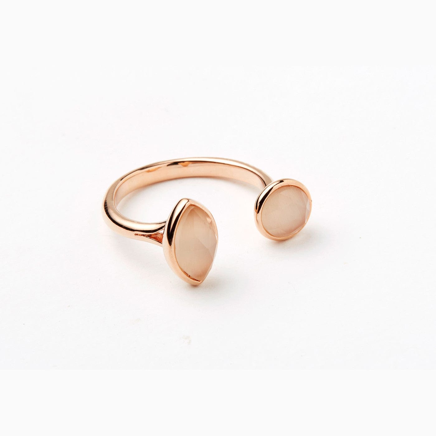 TAI JEWELRY Rings Rose Gold/Peach Open Ring With Circle And Teardrop