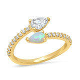 TAI JEWELRY Rings Pear Shaped Opal And Cz Ring