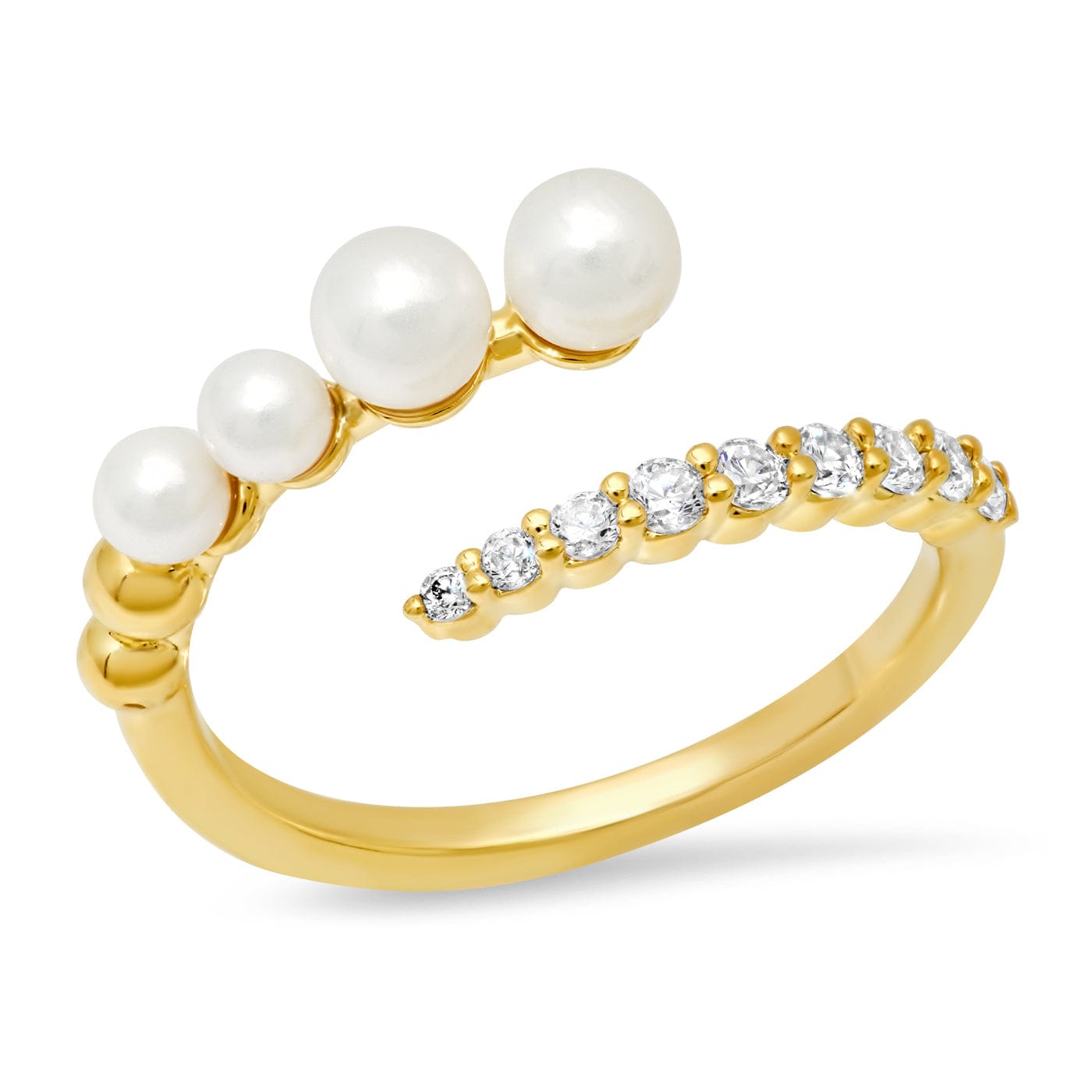 TAI JEWELRY Rings 7 Pearl CZ Wrap Ring