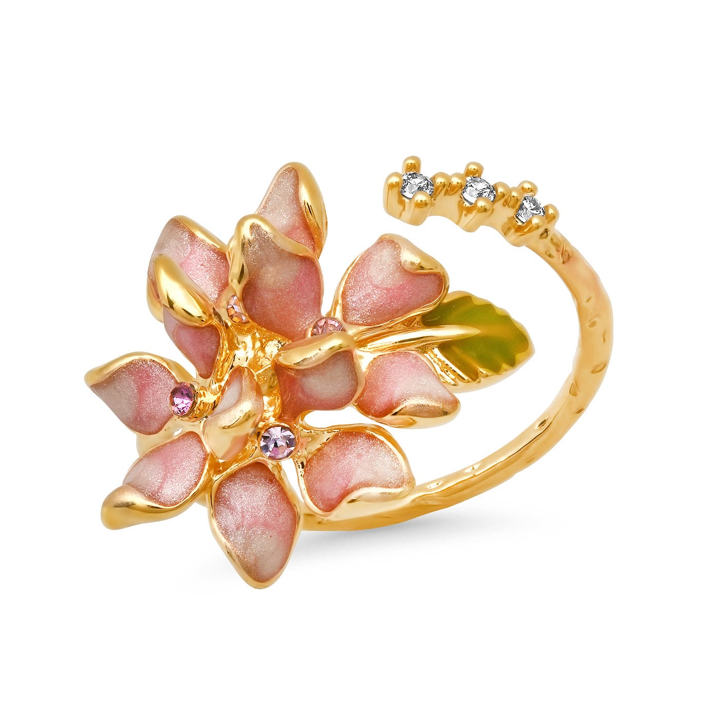 TAI JEWELRY Rings Pink Flower Open Ring
