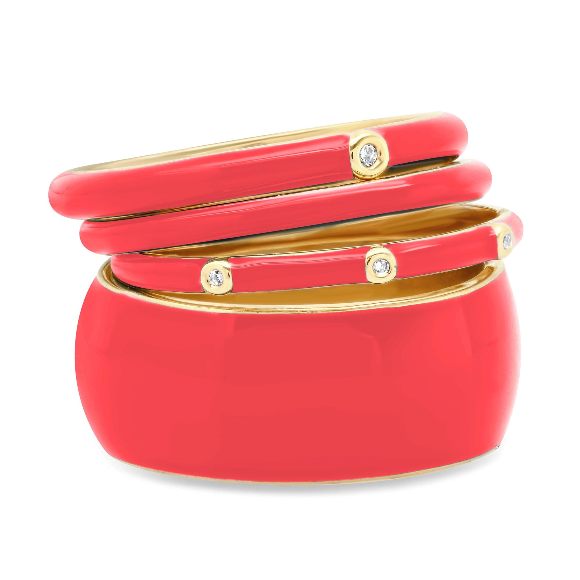 TAI JEWELRY | Enamel CZ Stackable Ring Set – Set of 4 | Rings |