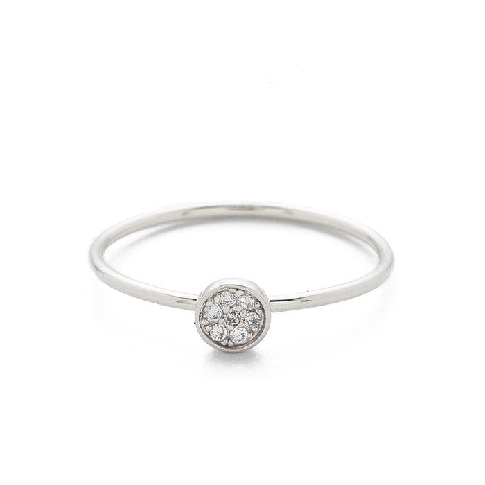 TAI JEWELRY | Silver CZ Disc Accent Ring | Rings |