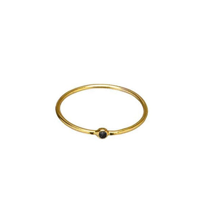 TAI JEWELRY Rings Simple Gold Jet Cz Ring