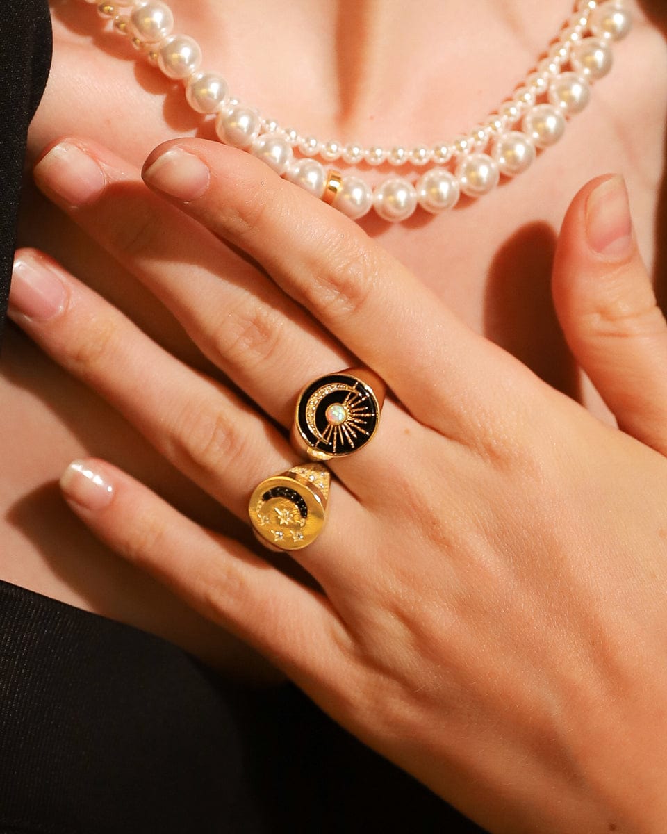 TAI JEWELRY | Starburst Onyx Signet Ring | Rings |