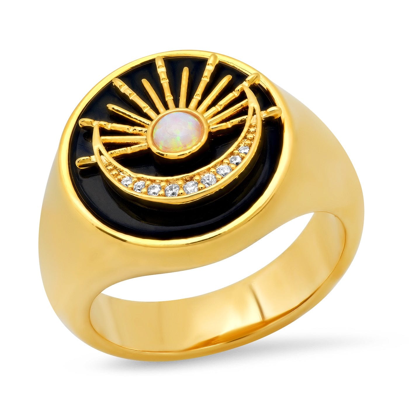 TAI JEWELRY | Starburst Onyx Signet Ring | Rings |