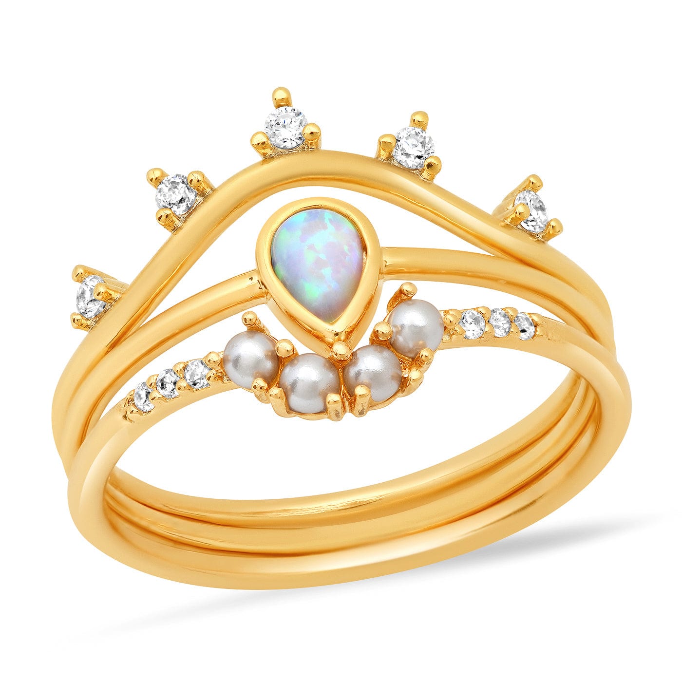 TAI JEWELRY | Third Eye Opal Stack | Set Of Three | Rings |