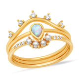 TAI JEWELRY | Third Eye Opal Stack | Set Of Three | Rings |