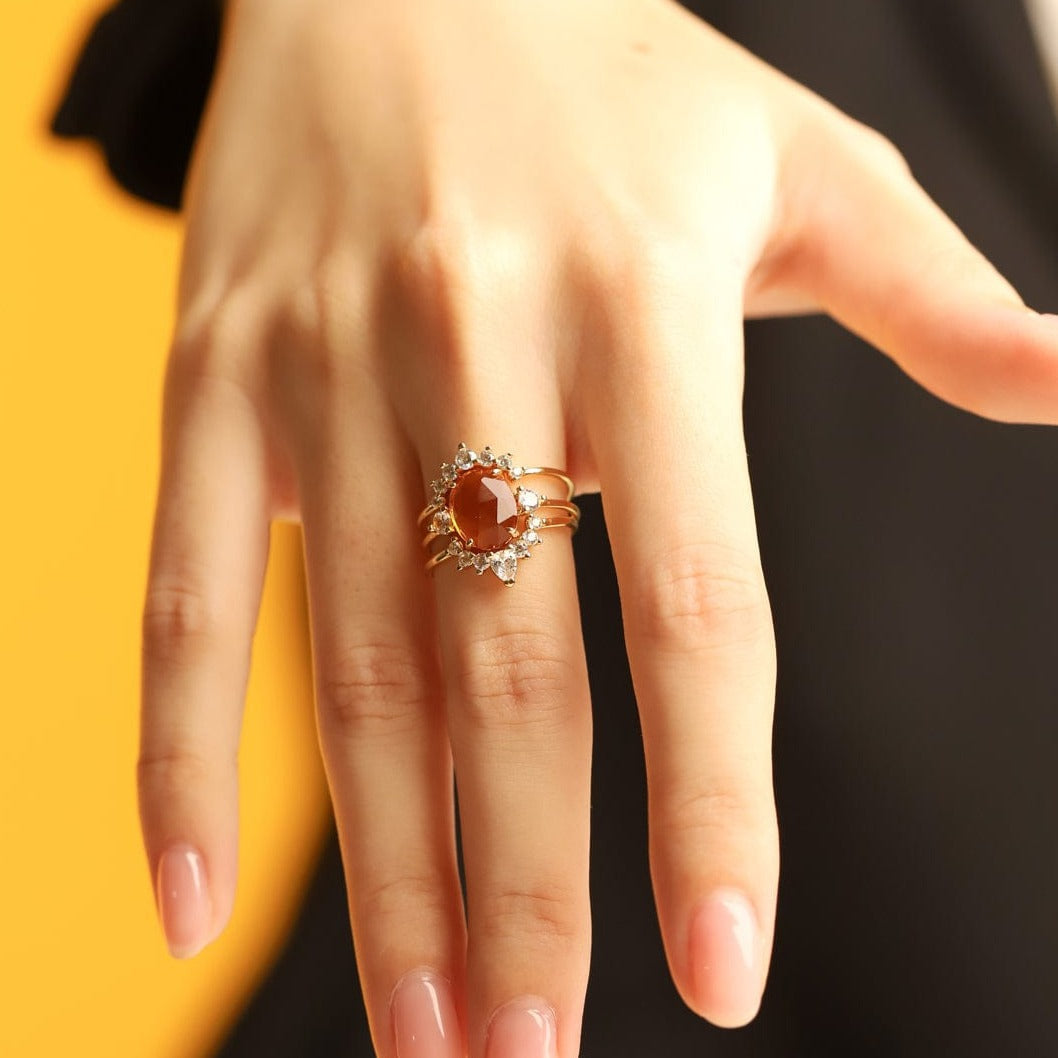 TAI JEWELRY Rings Three Piece Vintage Inspired Birthstone Ring