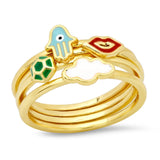 TAI JEWELRY Rings 7 Whimsical Enamel Hamsa Ring Set