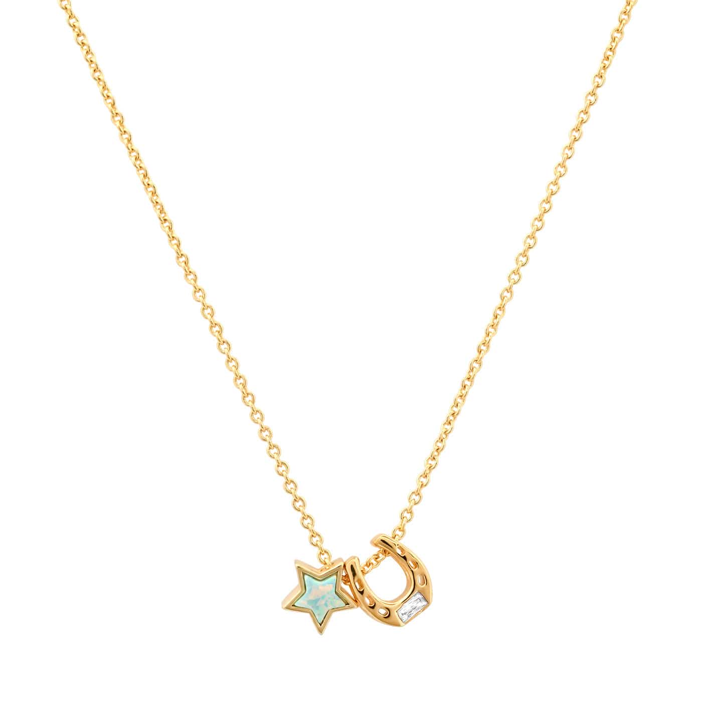 TAI JEWELRY Star and Horseshoe Pendant Necklace