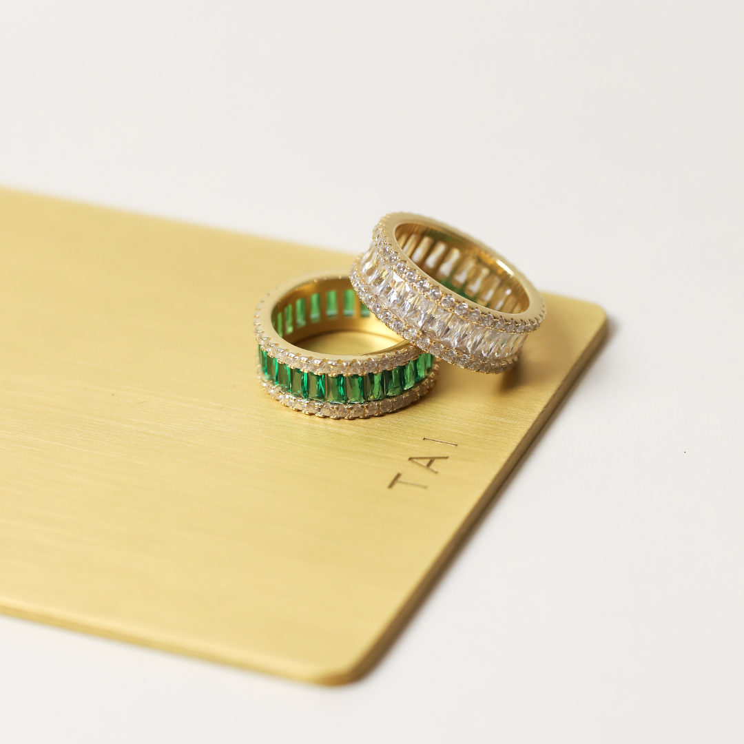 Eternity Emerald and Gold Band 
