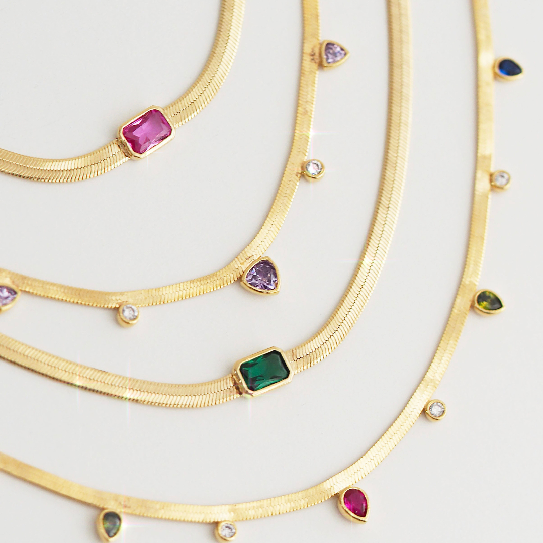 4 CZ color Chokers
