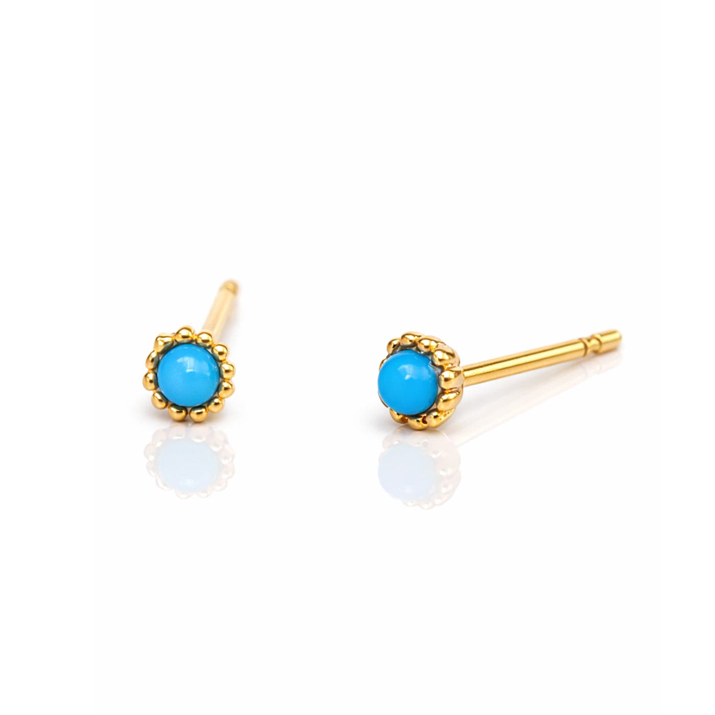 TAI JEWELRY Earrings TURQUOISE Mini Gold Trim Post Earring